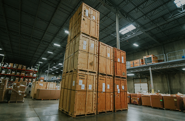 moving crates in warehouse